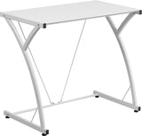 Contemporary Tempered White Glass Computer Desk with Matching Frame