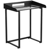 Contemporary Desk with Clear Tempered Glass and Black Frame