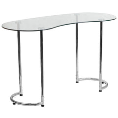Contemporary Desk with Clear Tempered Glass