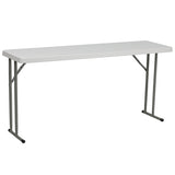 School 18''W x 60''L Granite White Plastic Folding Training Table