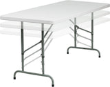 30''W x 72''L Height Adjustable Granite White Plastic Folding Table