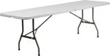 30''W x 96''L Bi-Fold Granite White Plastic Folding Table