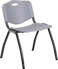 HERCULES Series 880 lb. Capacity Gray Plastic Stack Chair with Black Frame