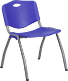HERCULES Series 880 lb. Capacity Navy Plastic Stack Chair with Gray Frame