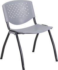 HERCULES Series 880 lb. Capacity Gray Plastic Stack Chair with Black Frame Finish