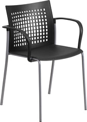 HERCULES Series 551 lb. Capacity Black Stack Chair with Air-Vent Back and Arms