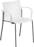 HERCULES Series 551 lb. Capacity White Stack Chair with Air-Vent Back and Arms