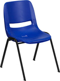 HERCULES Series 440 lb. Capacity Navy Ergonomic Shell Stack Chair with Black Frame and 12'' Seat Height