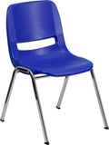 HERCULES Series 440 lb. Capacity Navy Ergonomic Shell Stack Chair with Chrome Frame and 12'' Seat Height