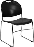 HERCULES Series 880 lb. Capacity Black Ultra Compact Stack Chair with Chrome Frame