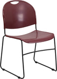 HERCULES Series 880 lb. Capacity Burgundy Ultra Compact Stack Chair with Black Frame