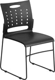 HERCULES Series 881 lb. Capacity Black Sled Base Stack Chair with Air-Vent Back