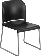 HERCULES Series 880 lb. Capacity Black Full Back Contoured Stack Chair with Sled Base