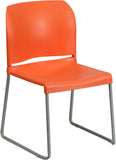 HERCULES Series 880 lb. Capacity Orange Full Back Contoured Stack Chair with Sled Base