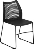 HERCULES Series 661 lb. Capacity Black Sled Base Stack Chair with Air-Vent Back