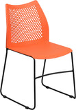 HERCULES Series 661 lb. Capacity Orange Sled Base Stack Chair with Air-Vent Back