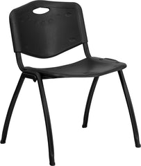 HERCULES Series 880 lb. Capacity Black Plastic Stack Chair