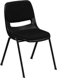 HERCULES Series 880 lb. Capacity Black Ergonomic Shell Stack Chair with Padded Seat and Back