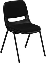 HERCULES Series 880 lb. Capacity Black Ergonomic Shell Stack Chair with Padded Seat and Back