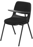 Black Padded Ergonomic Shell Chair with Left Handed Flip-Up Tablet Arm