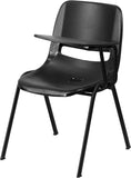 Black Ergonomic Shell Chair with Left Handed Flip-Up Tablet Arm