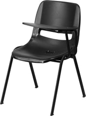 Black Ergonomic Shell Chair with Left Handed Flip-Up Tablet Arm