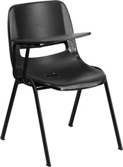 Black Ergonomic Shell Chair with Right Handed Flip-Up Tablet Arm