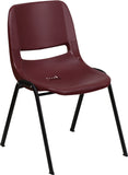 HERCULES Series 880 lb. Capacity Burgundy Ergonomic Shell Stack Chair
