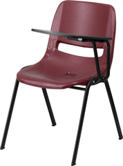 Burgundy Ergonomic Shell Chair with Left Handed Flip-Up Tablet Arm