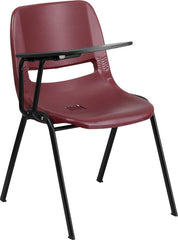 Burgundy Ergonomic Shell Chair with Right Handed Flip-Up Tablet Arm