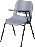 Gray Ergonomic Shell Chair with Left Handed Flip-Up Tablet Arm