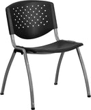 HERCULES Series 880 lb. Capacity Black Plastic Stack Chair with Titanium Frame