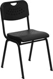 HERCULES Series 880 lb. Capacity Black Plastic Stack Chair with Black Frame