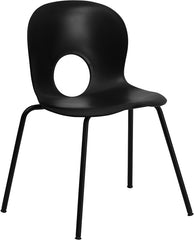 HERCULES Series 770 lb. Capacity Designer Black Plastic Stack Chair with Black Frame