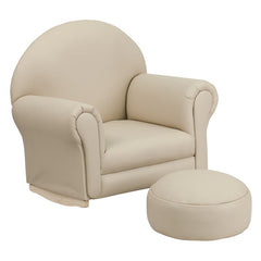 Kids Beige Vinyl Rocker Chair and Footrest