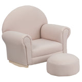 Kids Beige Fabric Rocker Chair and Footrest