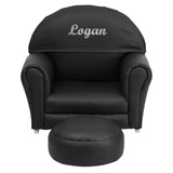 Personalized Kids Black Vinyl Rocker Chair and Footrest