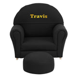 Personalized Kids Black Fabric Rocker Chair and Footrest