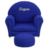Personalized Kids Blue Fabric Rocker Chair and Footrest