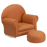 Kids Brown Vinyl Rocker Chair and Footrest