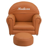 Personalized Kids Brown Vinyl Rocker Chair and Footrest
