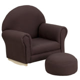 Kids Brown Fabric Rocker Chair and Footrest