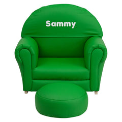 Personalized Kids Green Vinyl Rocker Chair and Footrest