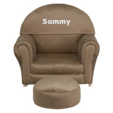 Personalized Kids Brown Microfiber Rocker Chair and Footrest