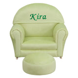 Personalized Kids Green Microfiber Rocker Chair and Footrest