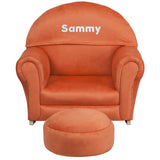 Personalized Kids Orange Microfiber Rocker Chair and Footrest