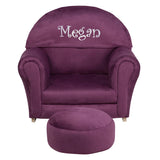 Personalized Kids Purple Microfiber Rocker Chair and Footrest