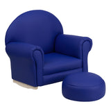 Kids Navy Vinyl Rocker Chair and Footrest