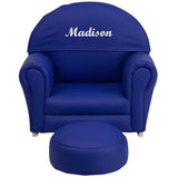 Personalized Kids Navy Vinyl Rocker Chair and Footrest