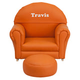 Personalized Kids Orange Vinyl Rocker Chair and Footrest